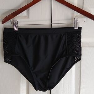 Swim suits for all black Hi waist mesh side 12